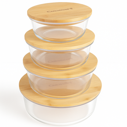 4 Pcs Glass Food Storage Containers - Round