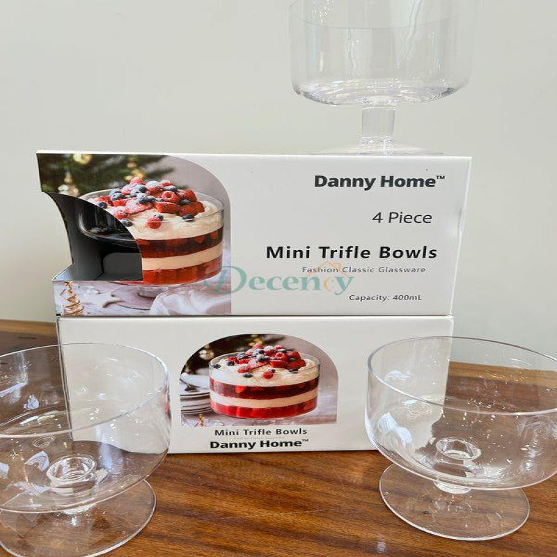 Danny Home Glass Dessert Trifle Bowls 4pcs – 10.5cm