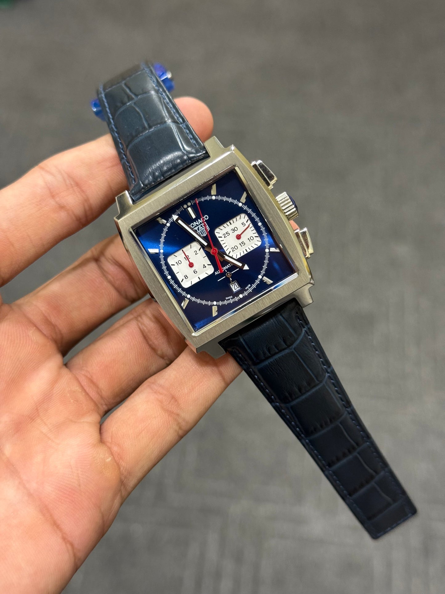 CHRONOGRAPH FINAL EDITION SILVER CASE BLUE DIAL BLUE LEATHER STRAP