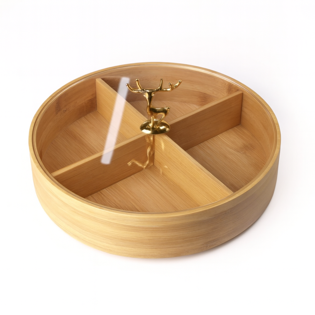 Round Wooden Dry Fruit Box with Lid
