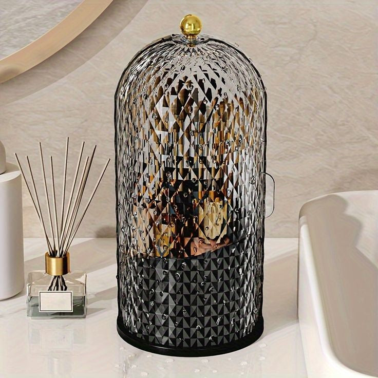 Luxury Diamond Pattern Rotating Brush Holder