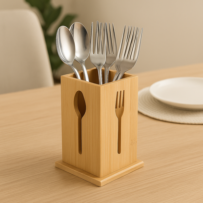 Bamboo Cutlery Holder