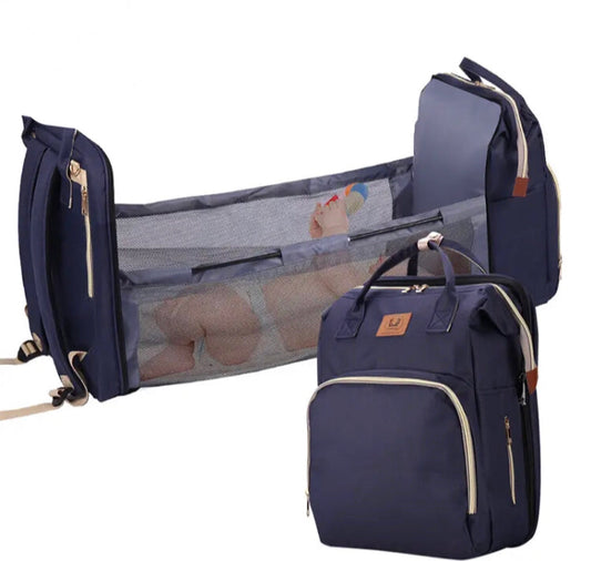 New Foldable Sleepover Mom Bag, Multifunctional Baby Diaper Storage Bag, Large Capacity Crib Stroller Backpack