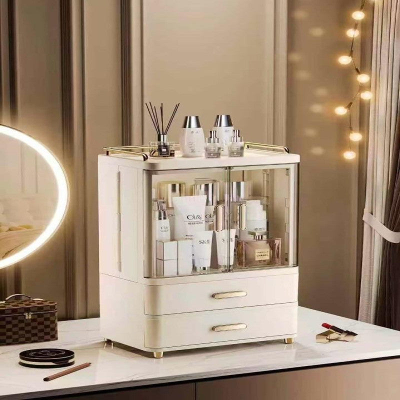 Desktop Cosmetics Storage Box – Large Capacity Makeup Brush and Skincare Organizer