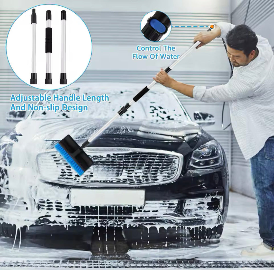 Soft Bristle Car Wash Brush, Windshield Window Wipe Glass Cleaner, Solar Window Car Cleaning Big Brush