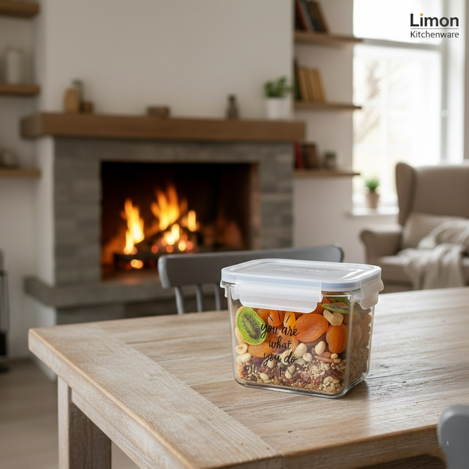 Printed Glass Container with Airtight Lid (2227) by Limon