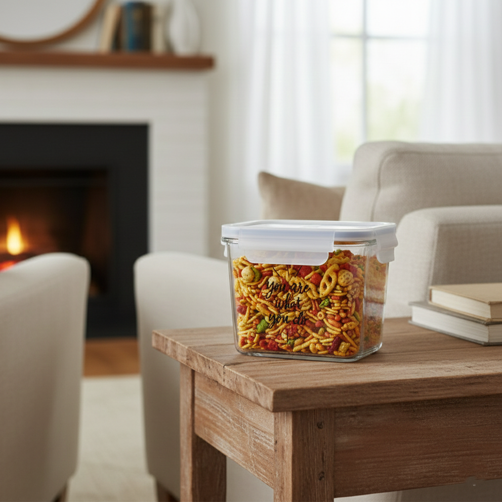 Printed Glass Container with Airtight Lid (2227) by Limon