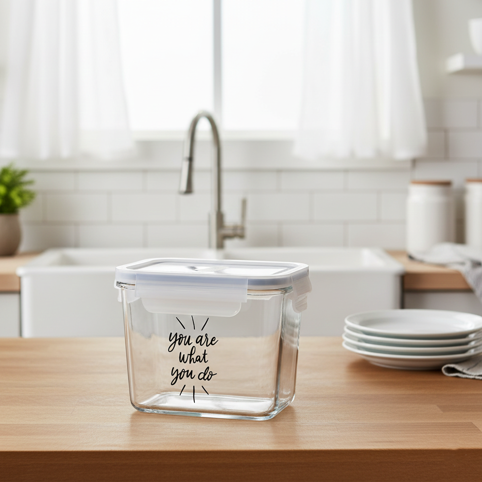 Printed Glass Container with Airtight Lid (2227) by Limon