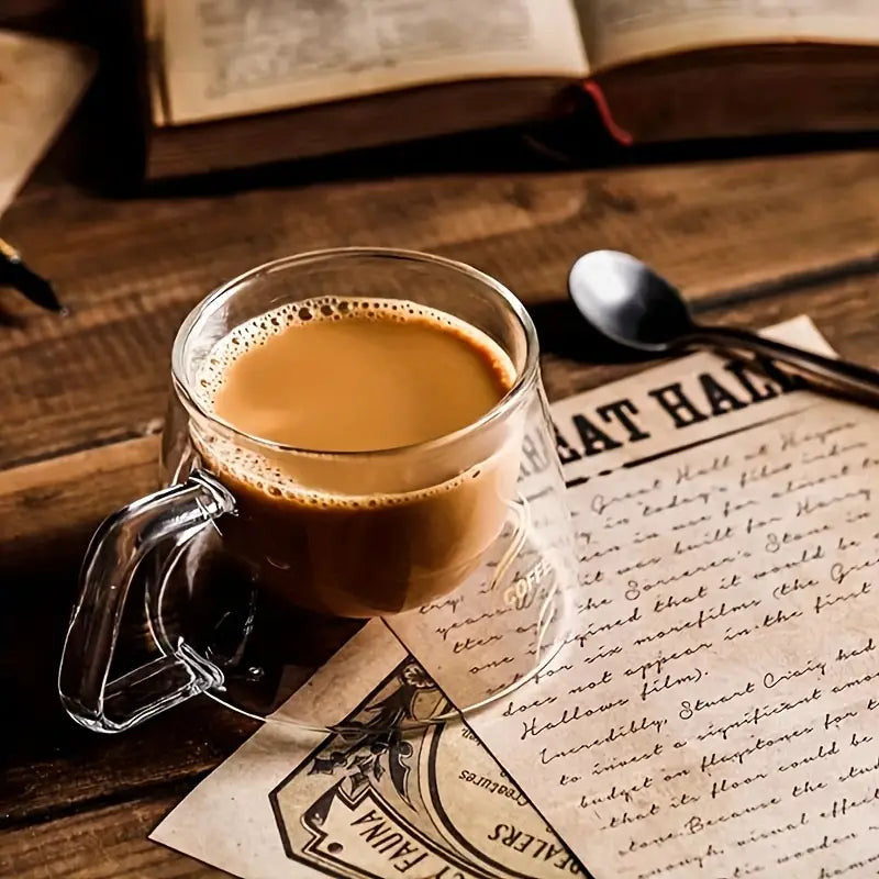 Double-Walled Glass Coffee Mugs – 200ml Heat-Resistant Espresso Cups for Hot & Cold Drinks | Adornia.pk