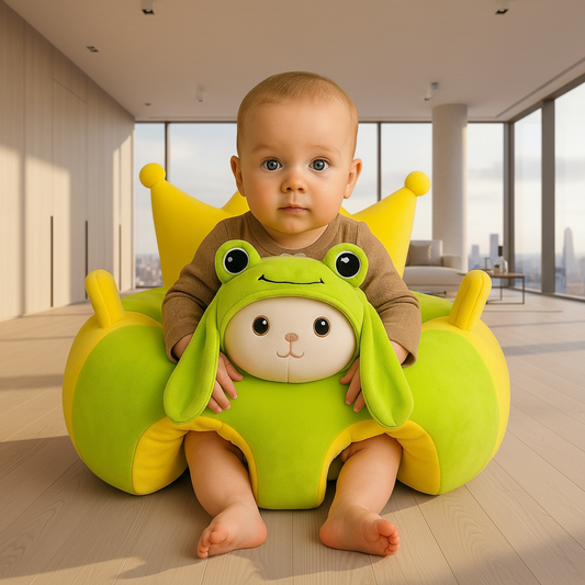 Premium Baby Support Sofa Seater – Green Frog Edition