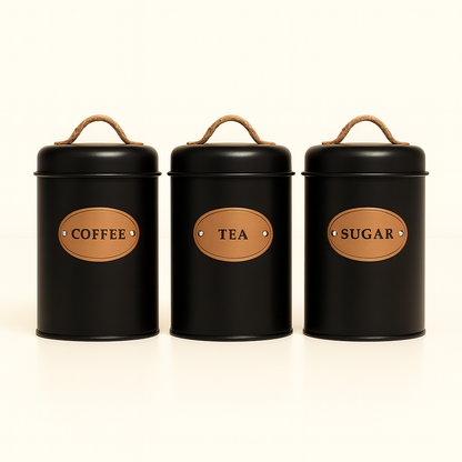 Rustic Kitchen Canister Set - Black
