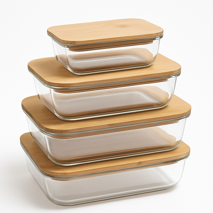 4 Pcs Glass Food Storage Containers - Rectangle