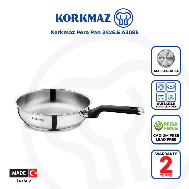 Korkmaz Pera Stainless Steel Frying Pan - 24x6.5cm