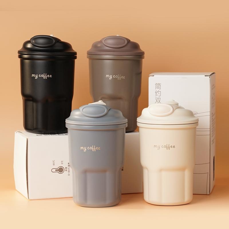 600ml Cute Korean Coffee Cup Thermos With Straw