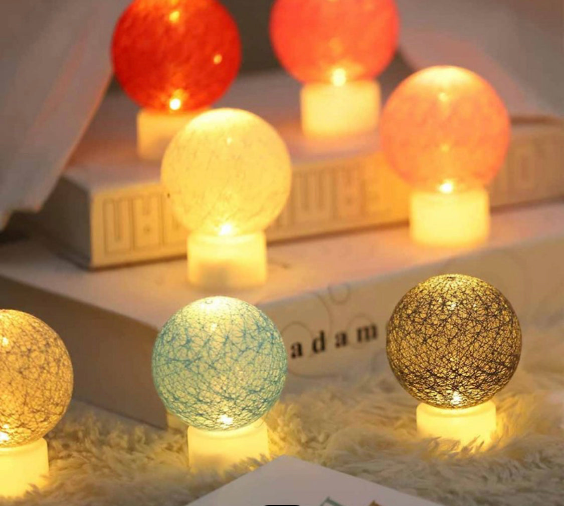 Cotton Wathet Ball Light, LED Ball String Light, Small Bedside Table Lamp