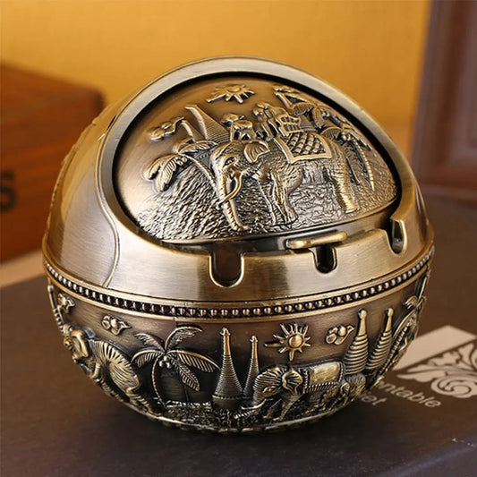 Metal Antique Ashtray with Cover