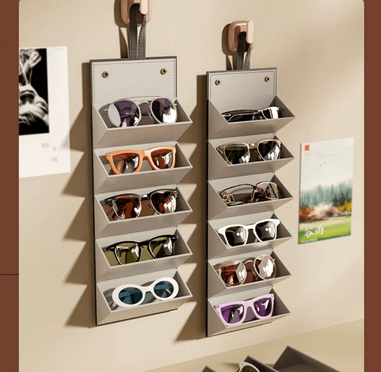 Foldable Portable Glasses Box PU Leather Sunglasses Organizer