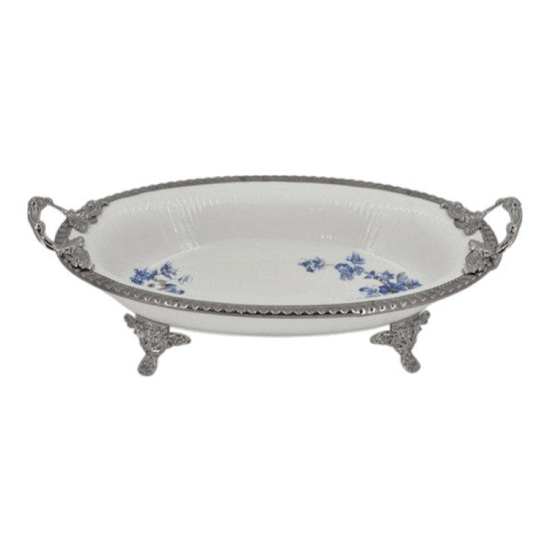 Oval Dish B-Flower (S) 6c 36x22cm AB-55