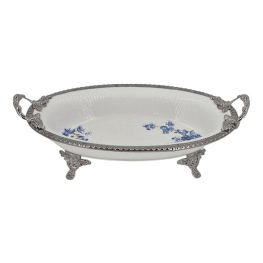 Oval Dish B-Flower (S) 6c 36x22cm AB-55