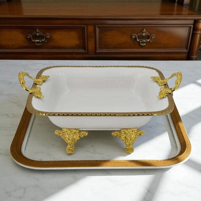 Square Dish White (G) 6c 29x26cm- AB-80