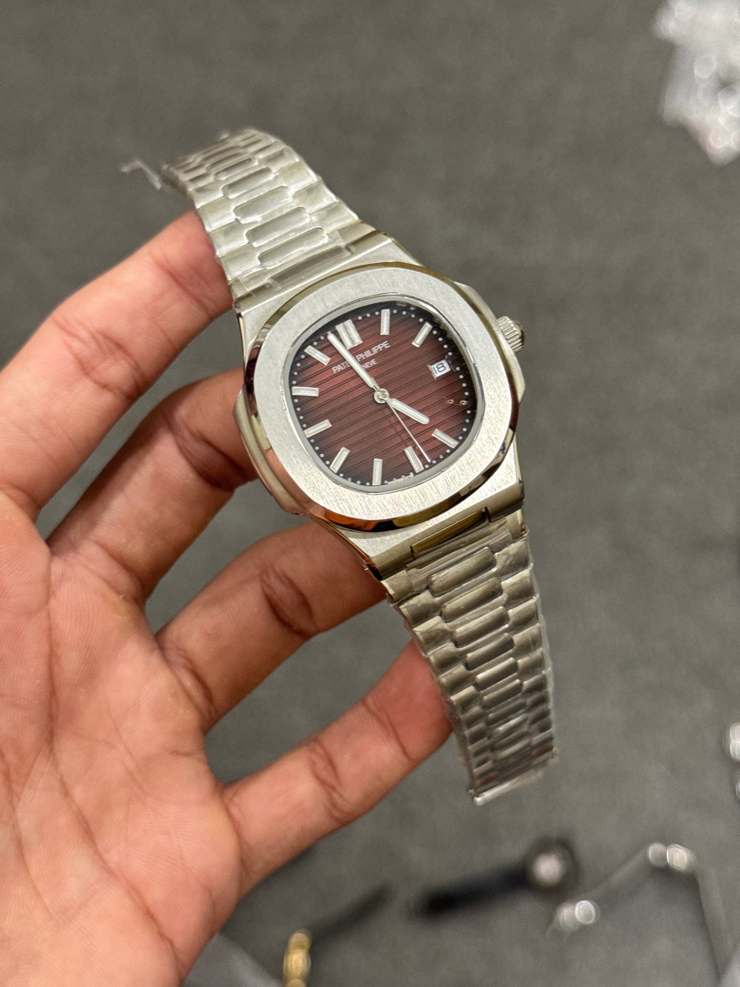 P.P Auto | Silver Case | Brown dial | Silver strap