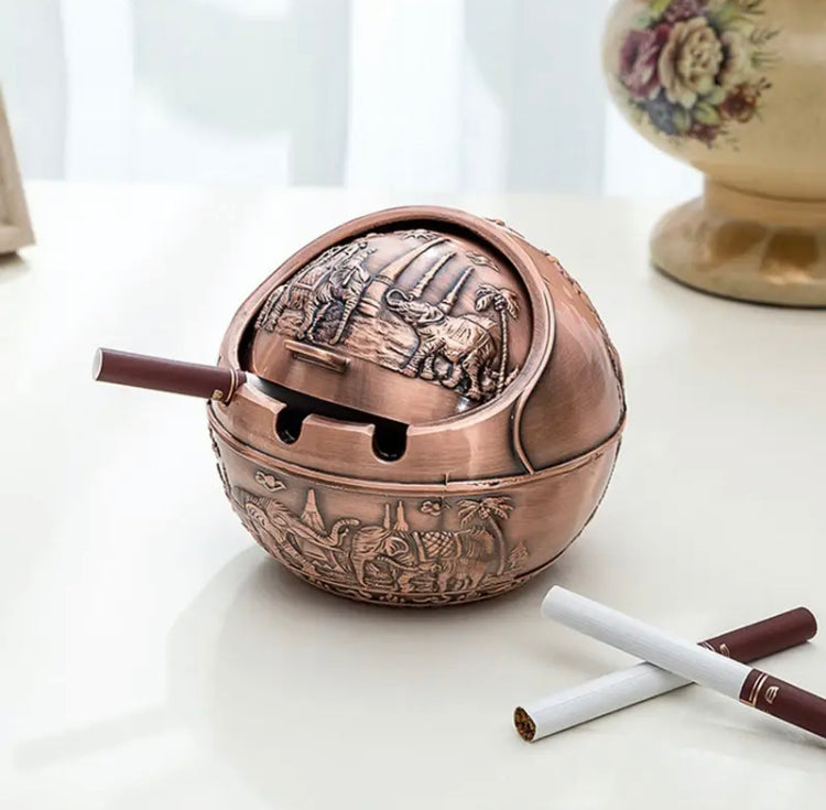 Metal Antique Ashtray with Cover