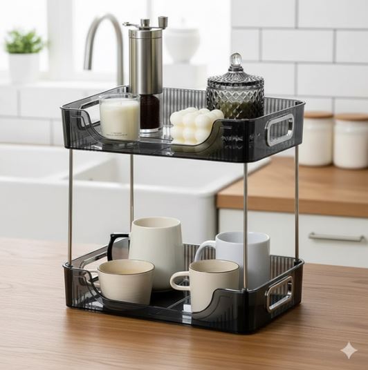 Premium Quality Acrylic Transparent Large Capacity Makeup Shelf