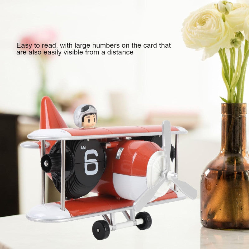 Airplane Flip Clock, Retro Airplane Flip Clock,12 Hours Retro Battery Powered Auto Flip Desk Clock, for Living Room Bedroom Study Office
