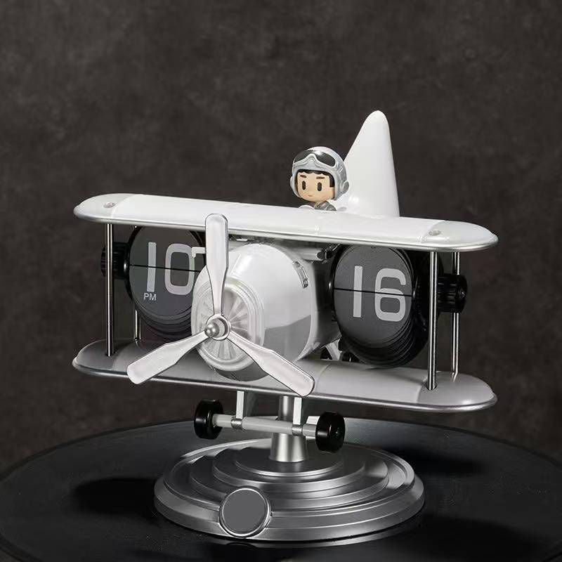 Airplane Flip Clock, Retro Airplane Flip Clock,12 Hours Retro Battery Powered Auto Flip Desk Clock, for Living Room Bedroom Study Office