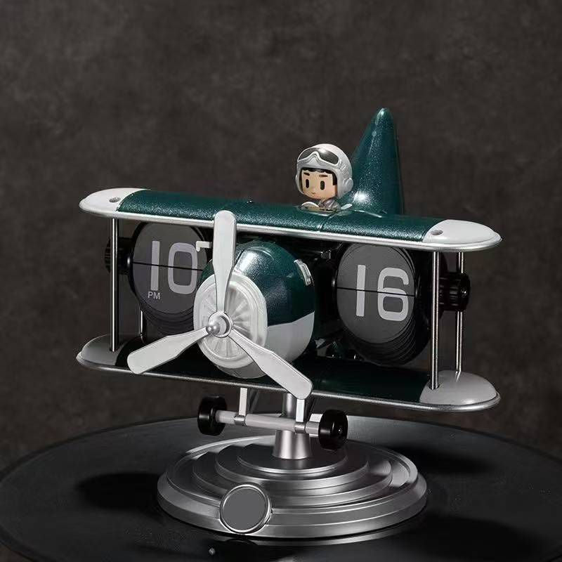 Airplane Flip Clock, Retro Airplane Flip Clock,12 Hours Retro Battery Powered Auto Flip Desk Clock, for Living Room Bedroom Study Office