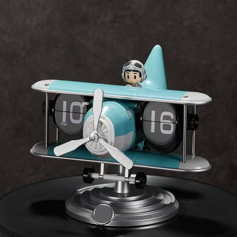 Airplane Flip Clock, Retro Airplane Flip Clock,12 Hours Retro Battery Powered Auto Flip Desk Clock, for Living Room Bedroom Study Office