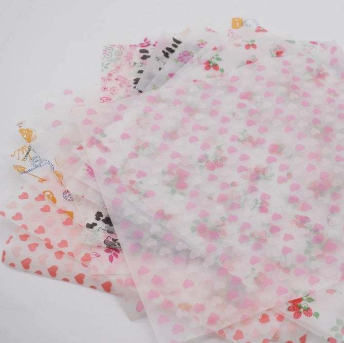 Printed Food Wrapping Wax Paper Sheets (50 Pcs)