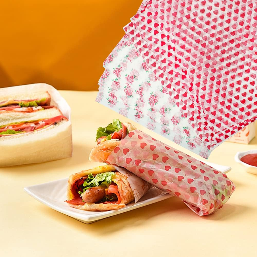 Printed Food Wrapping Wax Paper Sheets (50 Pcs)