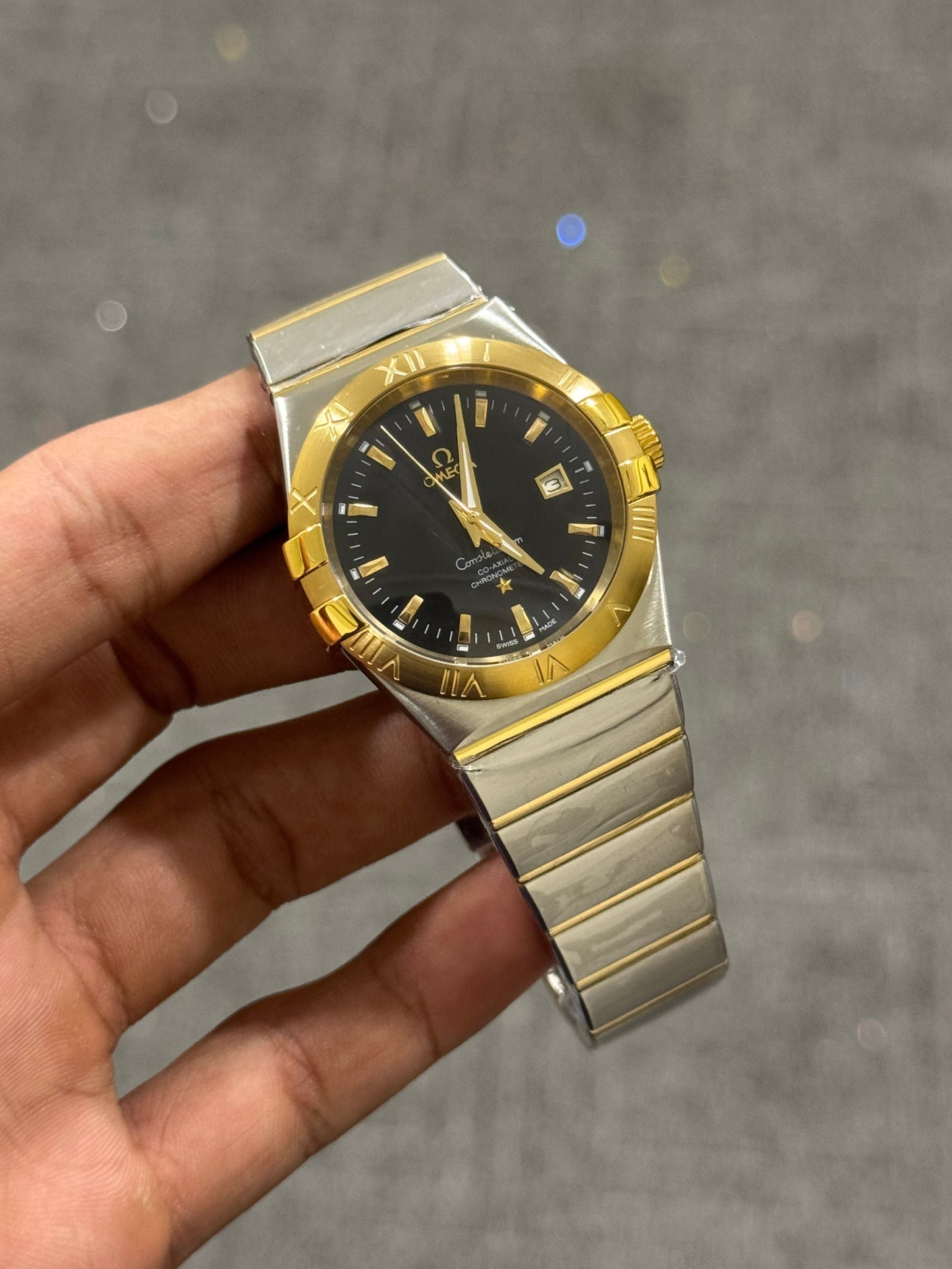 TWO TONE YELLOW GOLD WITH Black DIAL WATCH