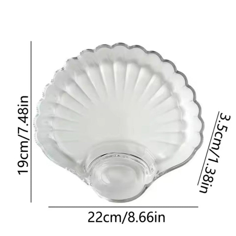 Transparent Shell Shaped Dumpling Dish, Stackable Heat Resistant Food Compartment Tray, Creative Dried Fruit Snack Plates