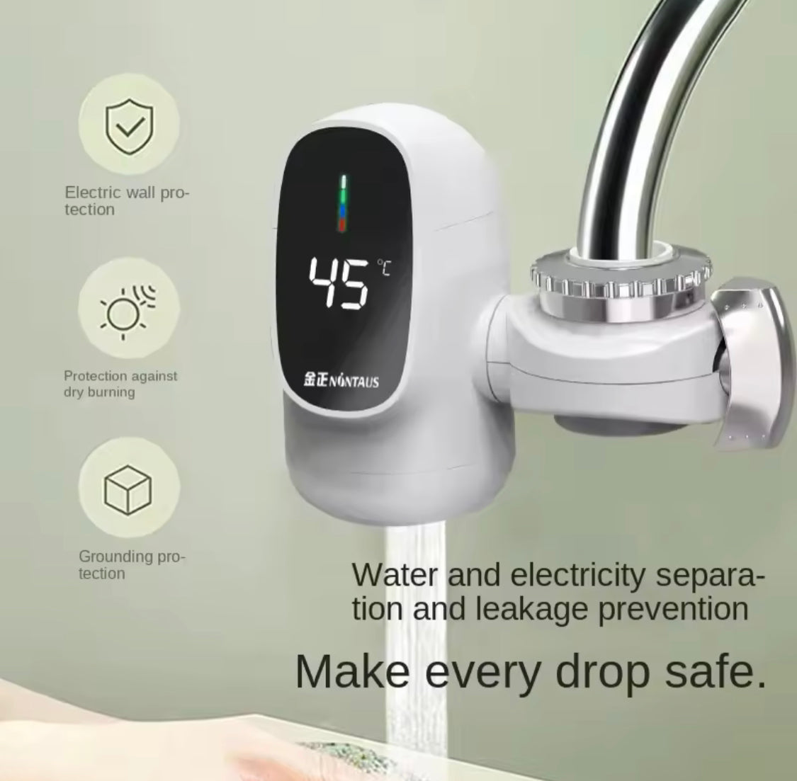 Digital Display Kitchen Faucet Adapter, 3000W Kitchen Electric Water Heater Tap, Tankless Instantaneous Water Heater