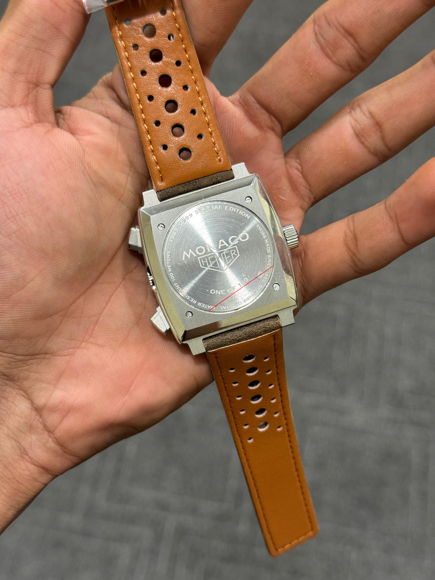 CHRONOGRAPH FINAL EDITION SILVER CASE Green DIAL Brown LEATHER STRAP