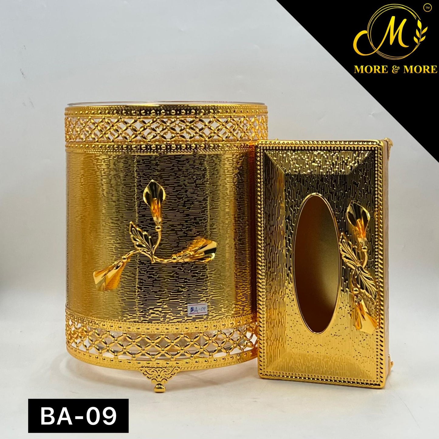 Dustbin & Tissue Box Set  (Available In Golden & Silver) | BA-09 | BA-10
