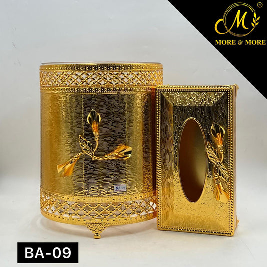 Dustbin & Tissue Box Set  (Available In Golden & Silver) | BA-09 | BA-10