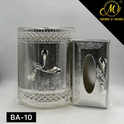 Dustbin & Tissue Box Set  (Available In Golden & Silver) | BA-09 | BA-10