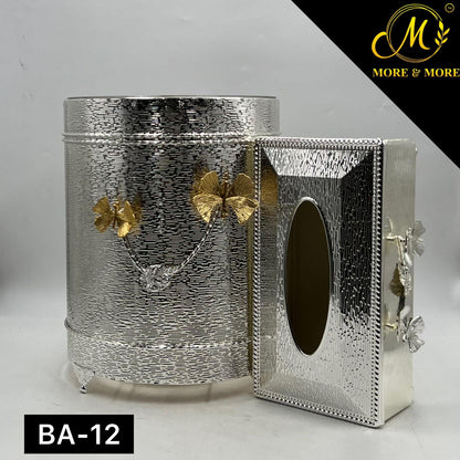 Dustbin & Tissue Box Set  (Available In Golden & Silver) | BA-11 | BA-12