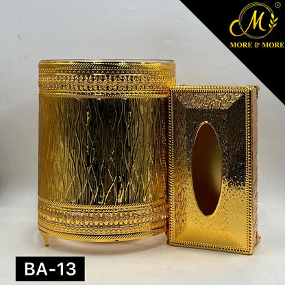 Dustbin & Tissue Box Set  (Available In Golden & Silver) | BA-13 | BA-14