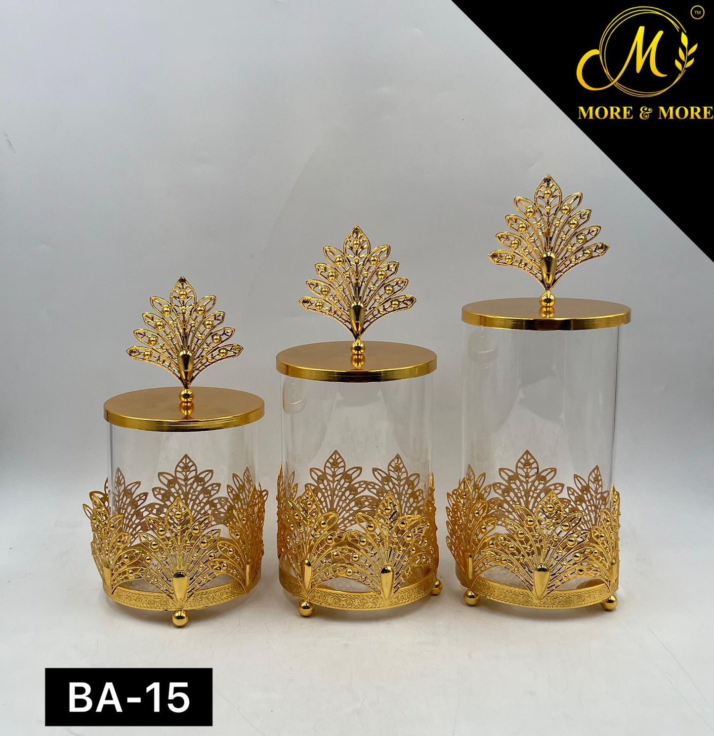 3-Pcs Candy Jar Set (Available In Golden & Silver) | BA-15 | BA-16