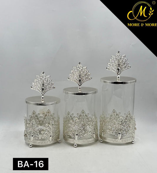 3-Pcs Candy Jar Set (Available In Golden & Silver) | BA-15 | BA-16