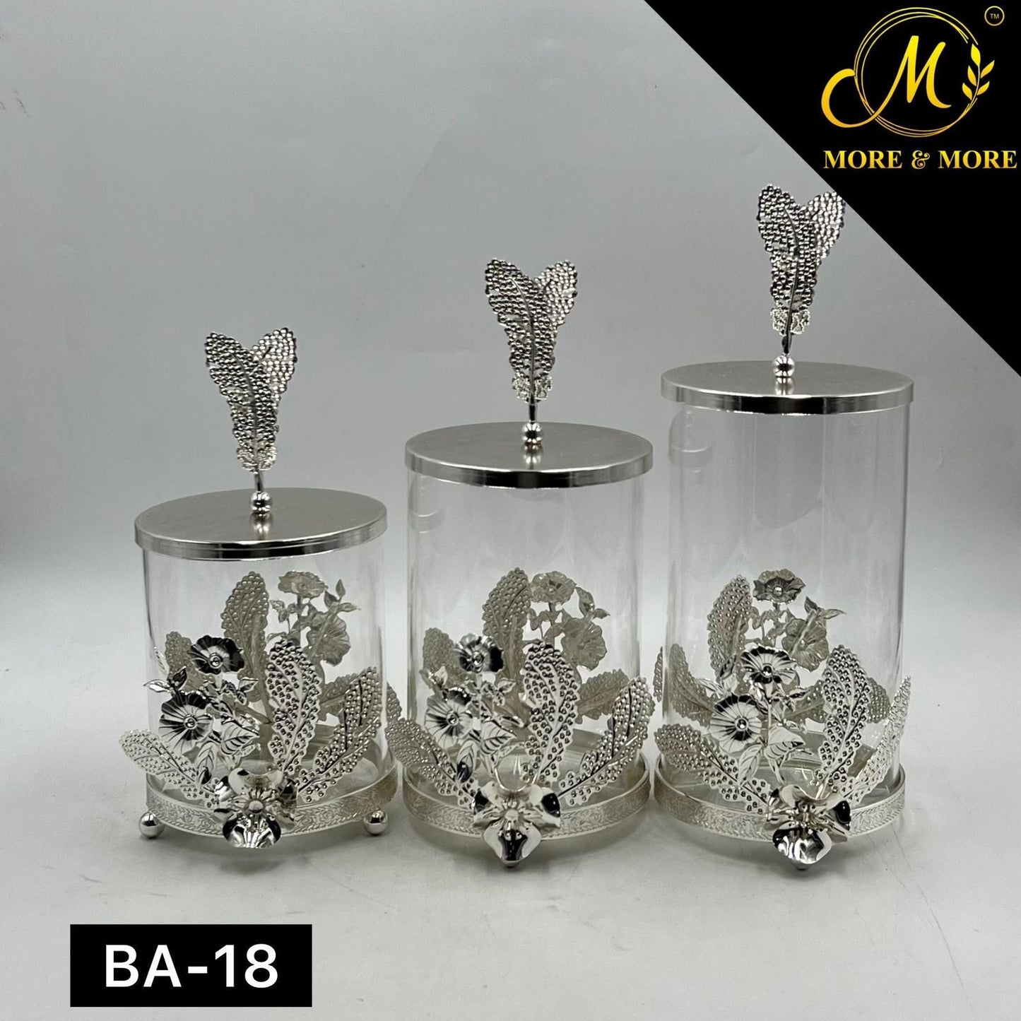 3-Pcs Candy Jar Set (Available In Golden & Silver) | BA-17 | BA-18