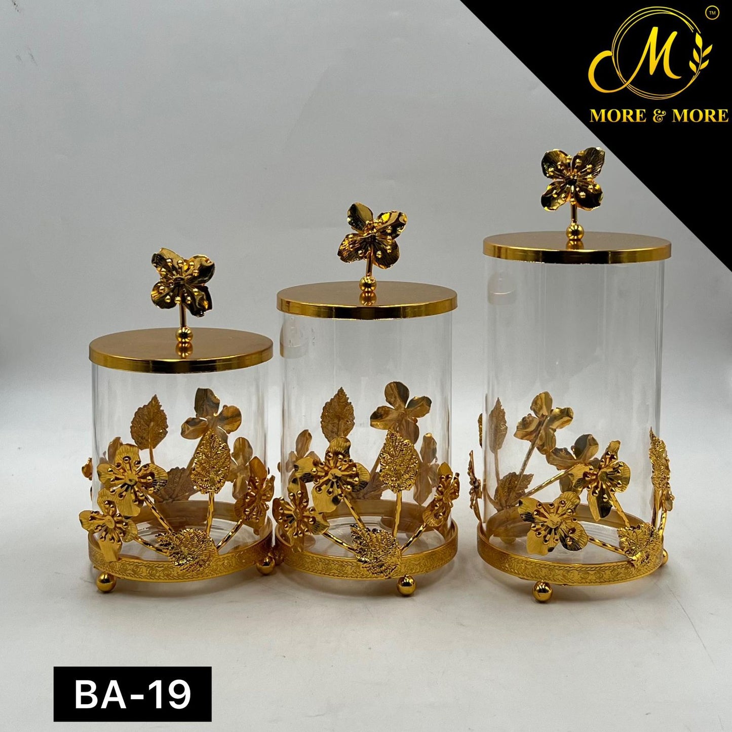 3-Pcs Candy Jar Set (Available In Golden & Silver) | BA-19 | BA-20