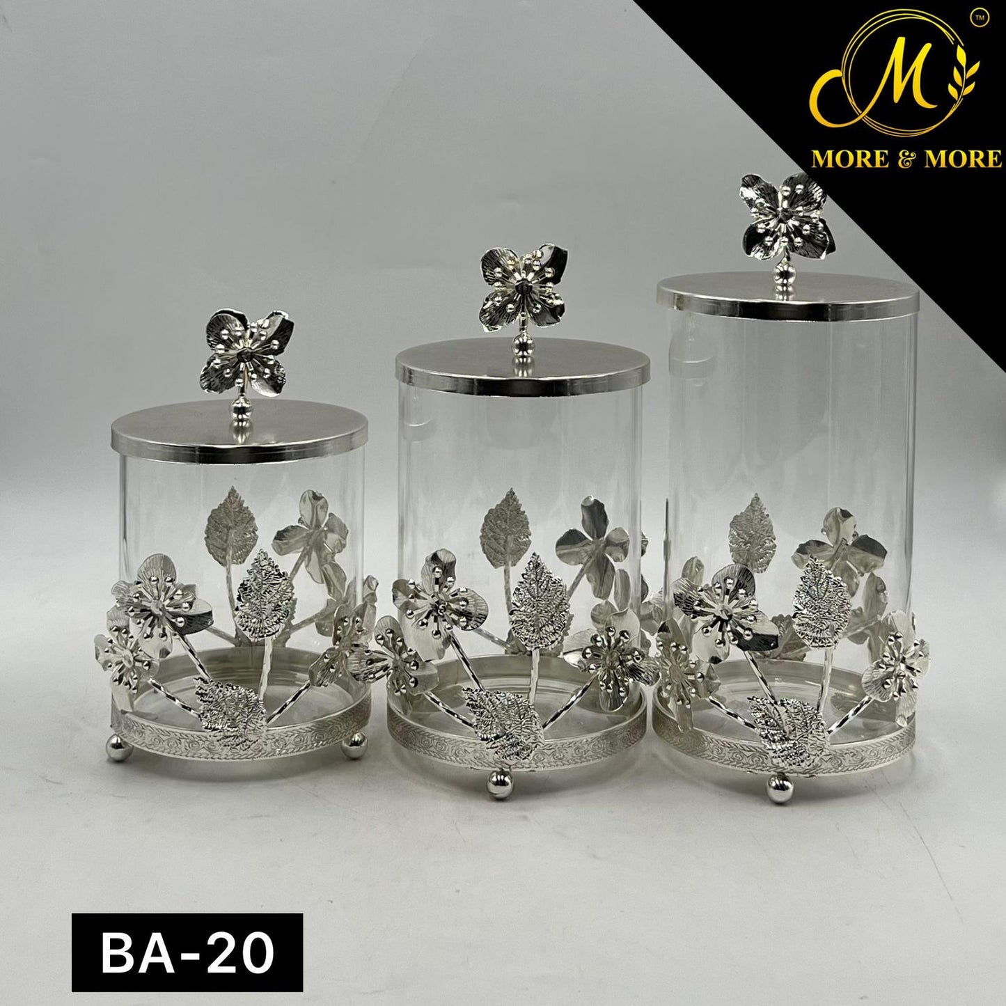 3-Pcs Candy Jar Set (Available In Golden & Silver) | BA-19 | BA-20