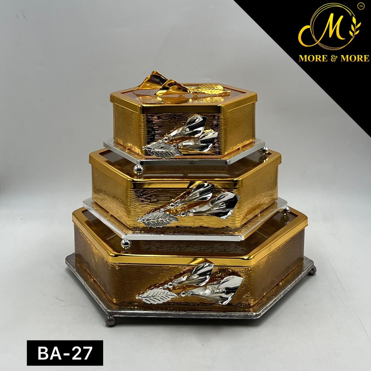 3-Pcs Candy Set With Golden & Silver Combination | BA-27