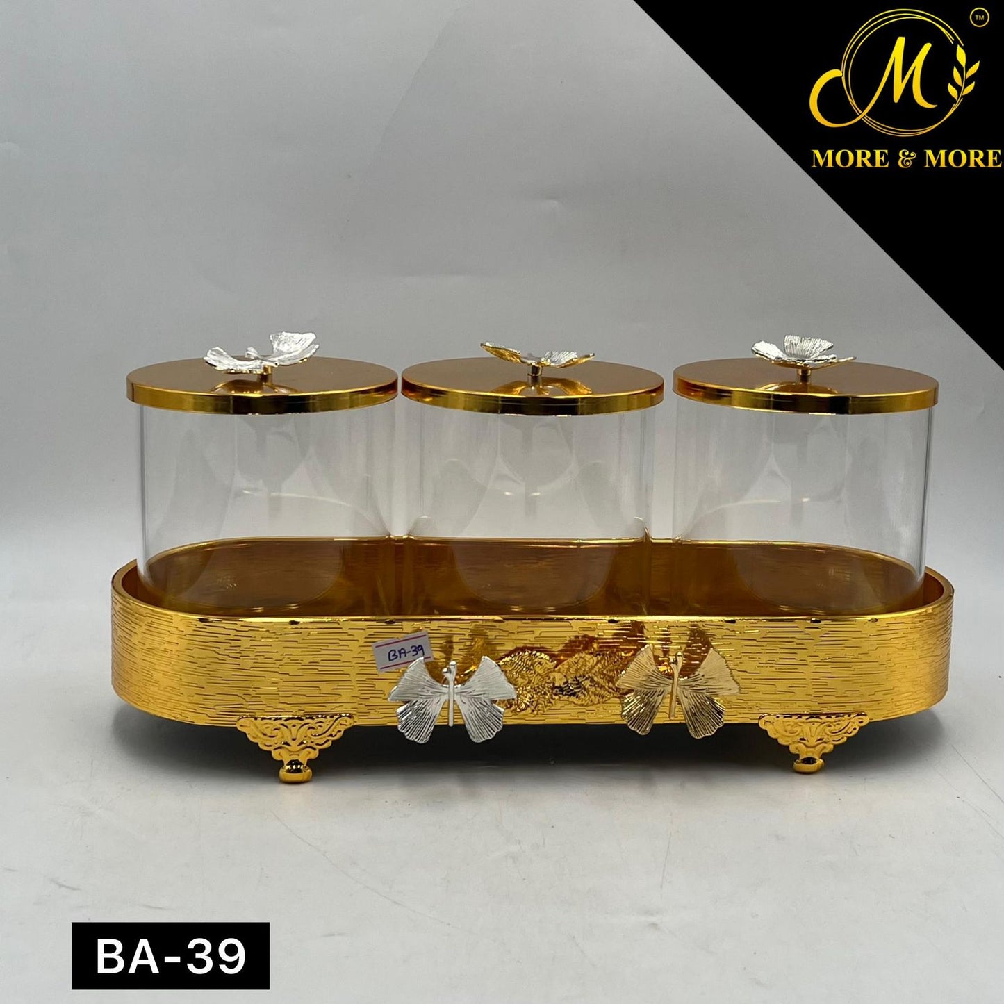 3-Pcs Candy Jar Set (Available In Golden & Silver) | BA-39 | BA-40
