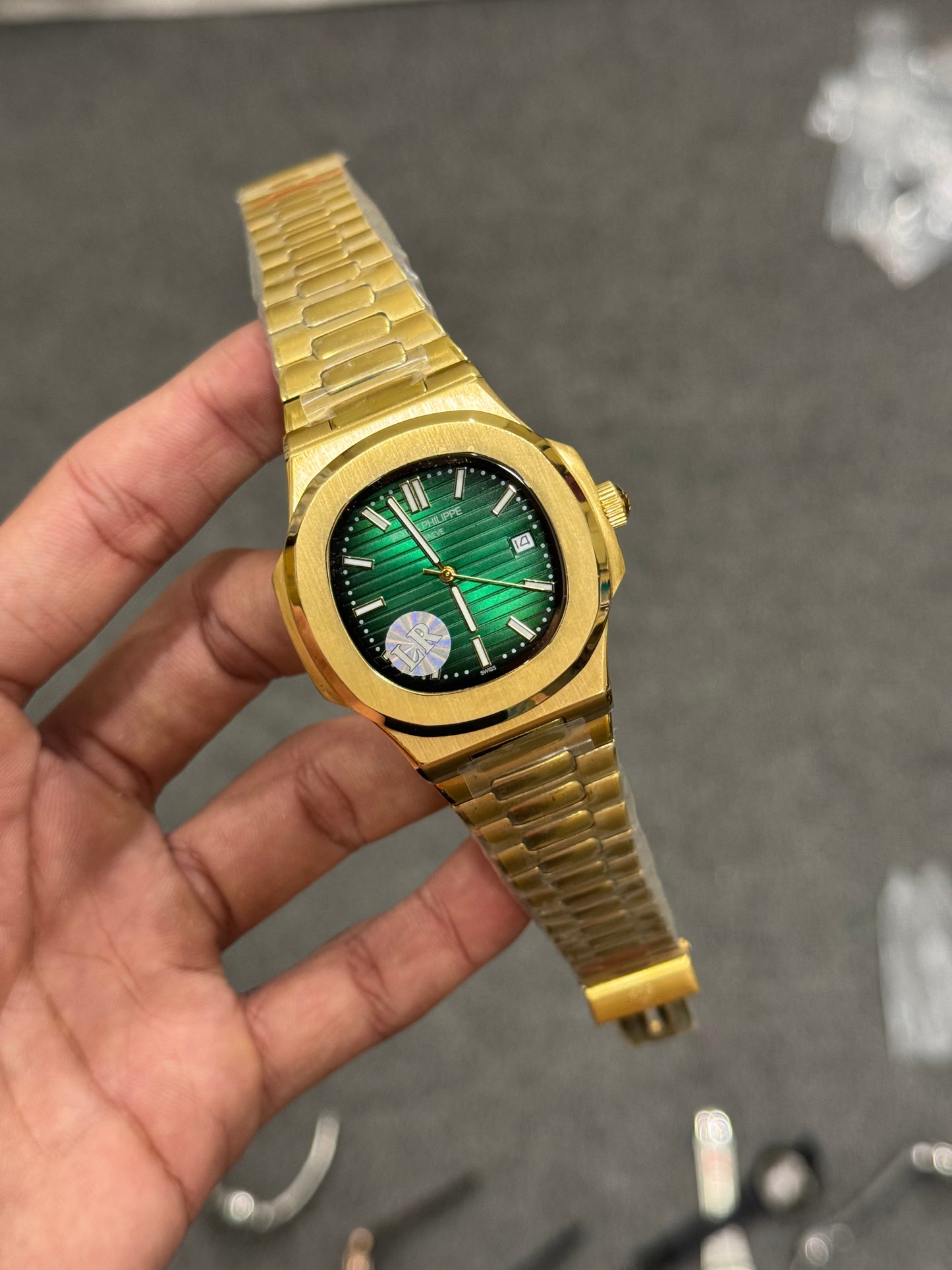 P.P Auto | Golden Case | Green Dial | Golden Strap